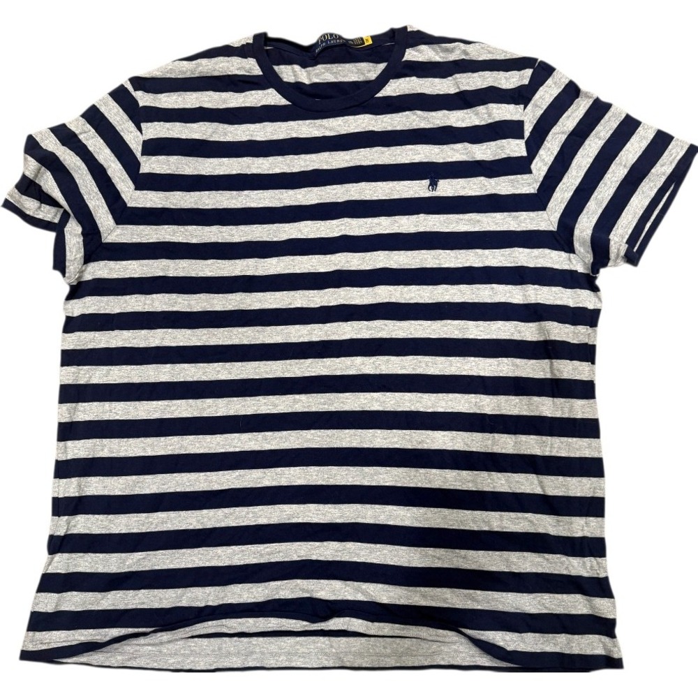 Polo Ralph Lauren Mens Navy Gray Striped Crewneck T Shirt Short Sleeve XXL
